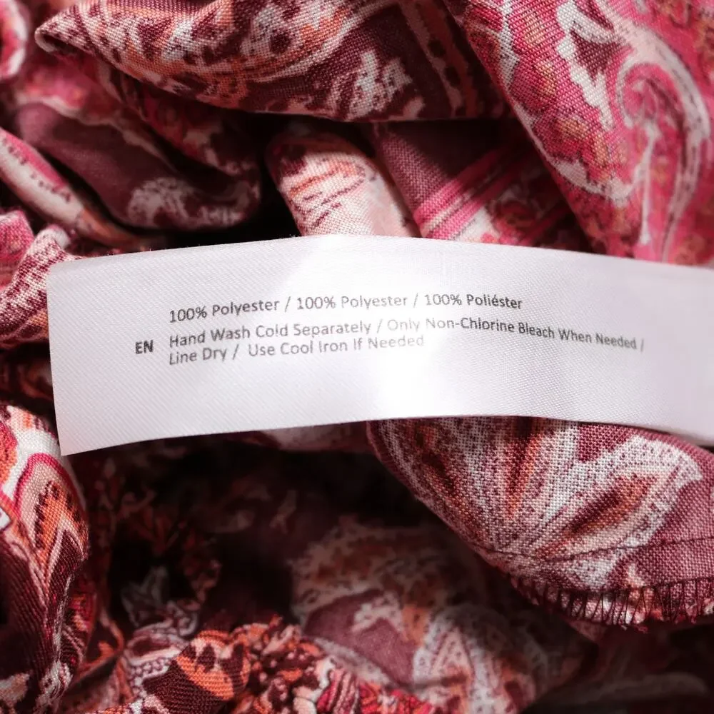 BOG Collective Midi Dress Cottagecore Burgundy Puff Sleeve Boho Prairie Size S - Picture 9 of 10